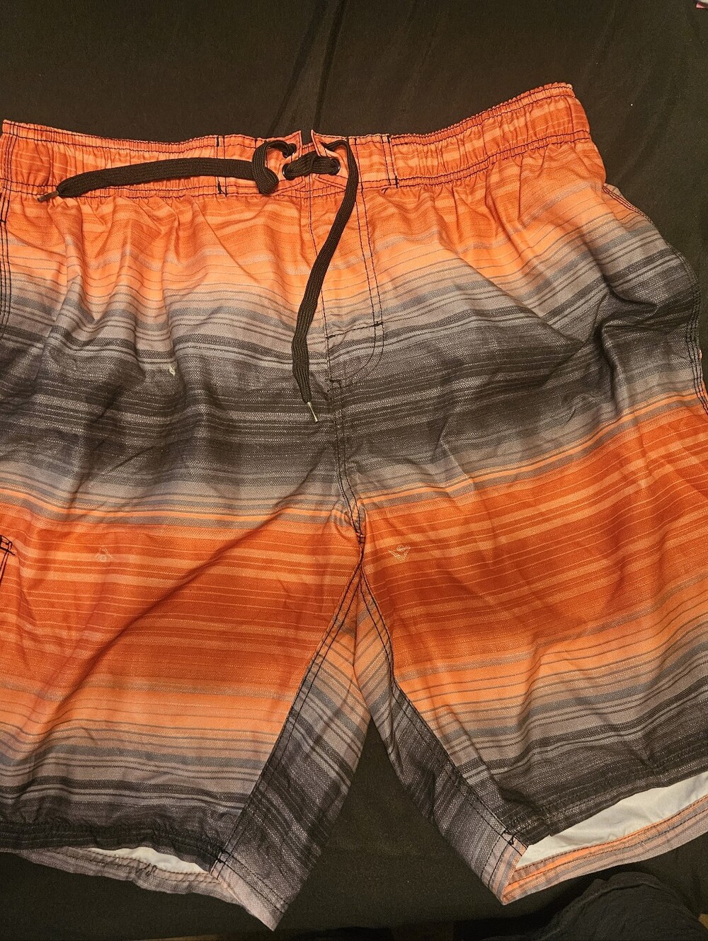 Quiksilver Orange and Gray Gradient Stripe Swim Trunks